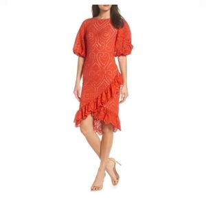 NWNT Jarlo Orange Anika Eyelet Cocktail‎ Dress Sz 8